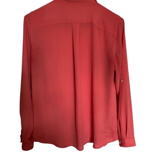LOFT Ann Taylor Button Down Shirt Sheer Coral, Petites SP - Picture 2 of 4
